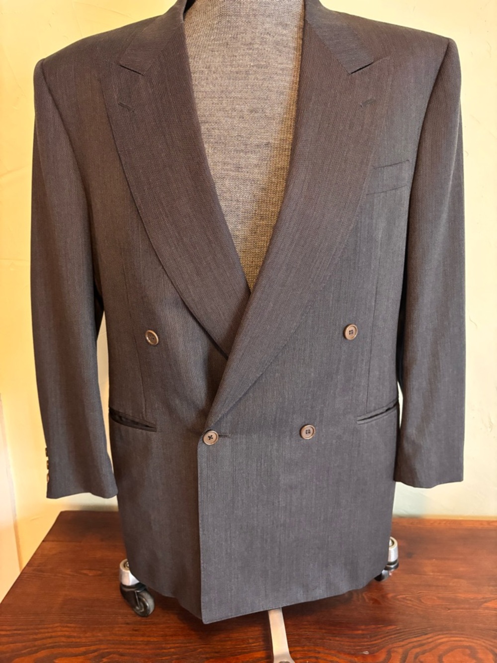 Vintage Canali double-Breasted Men's Blazer in Charcoal Gray.
